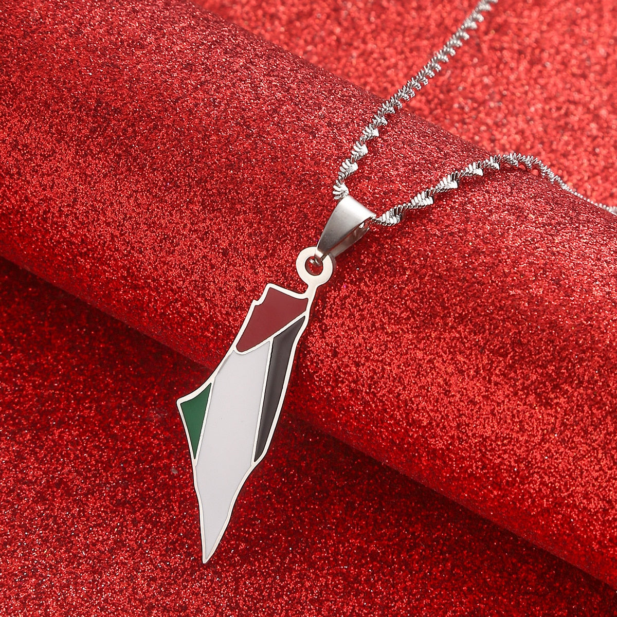 Palestine Map Flag Necklace