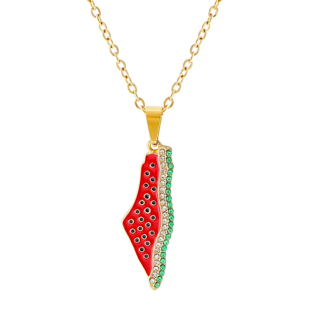 Palestine Watermelon Map Necklace Collection