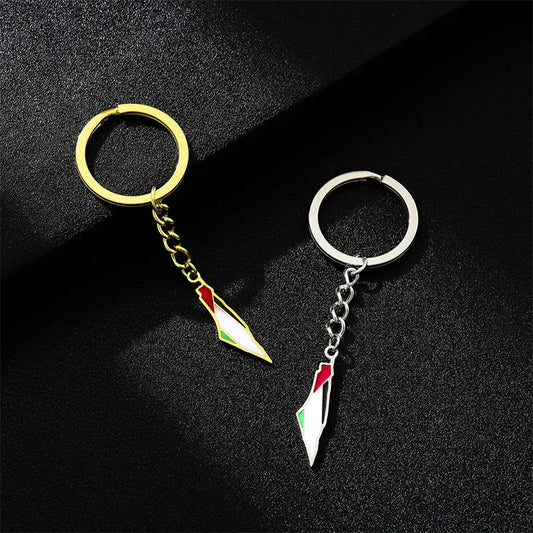 Palestine Flag Map Keychain
