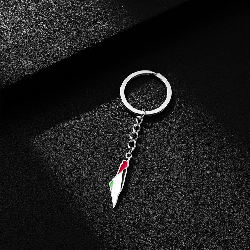 Palestine Flag Map Keychain