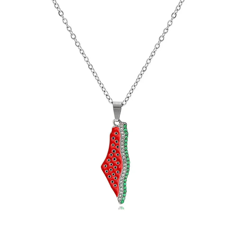 Palestine Watermelon Map Necklace Collection