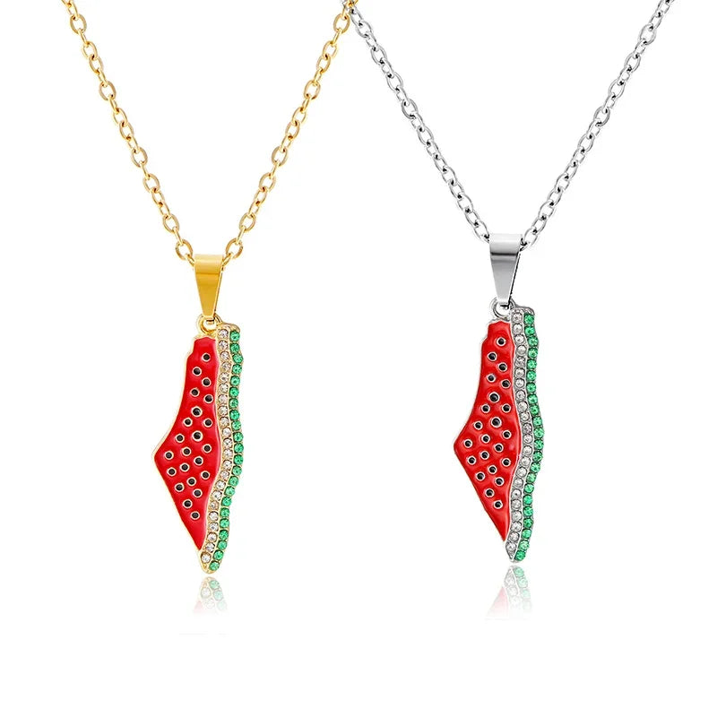 Palestine Watermelon Map Necklace Collection
