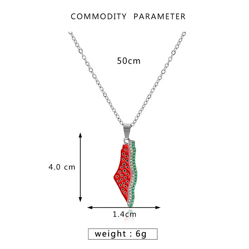 Palestine Watermelon Map Necklace Collection