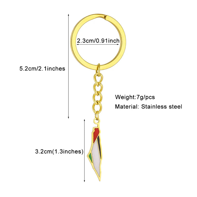 Palestine Flag Map Keychain
