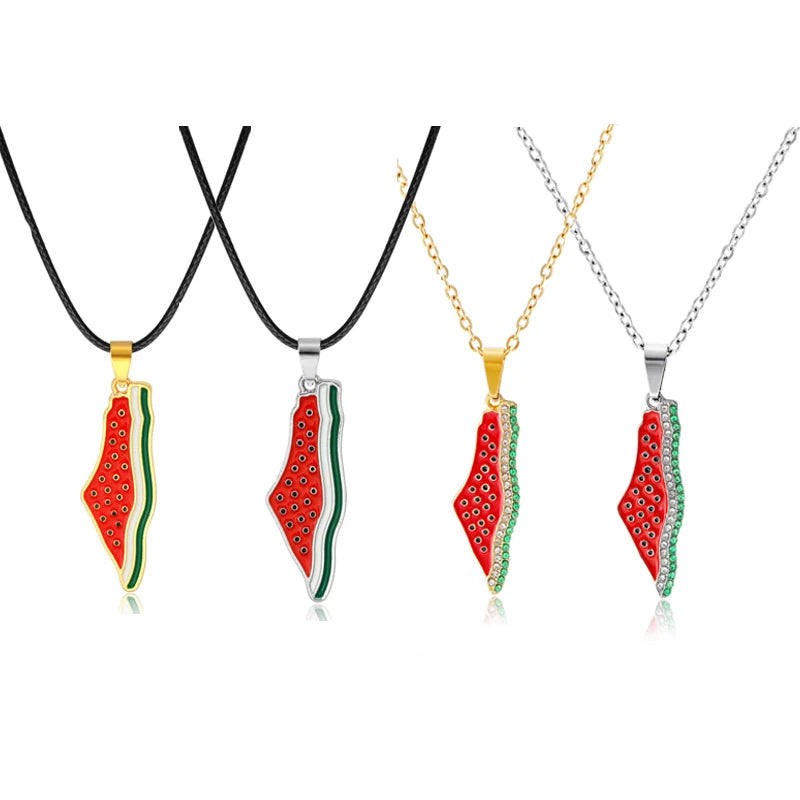 Palestine Watermelon Map Necklace Collection