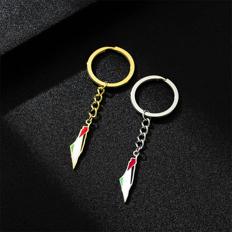 Palestine Flag Map Keychain